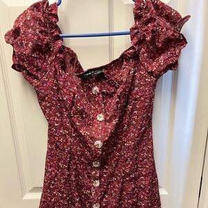 Red floral mini dress size large